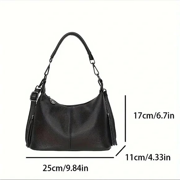 Genuine Leather Handbag + Adjustable Strap - Picture 6 of 6
